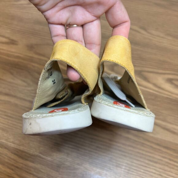 Softinos By Fly London Shoes Womens Sz 38 Yellow Lace Up Peep Toe Shoes Comfort - Picture 4 of 10